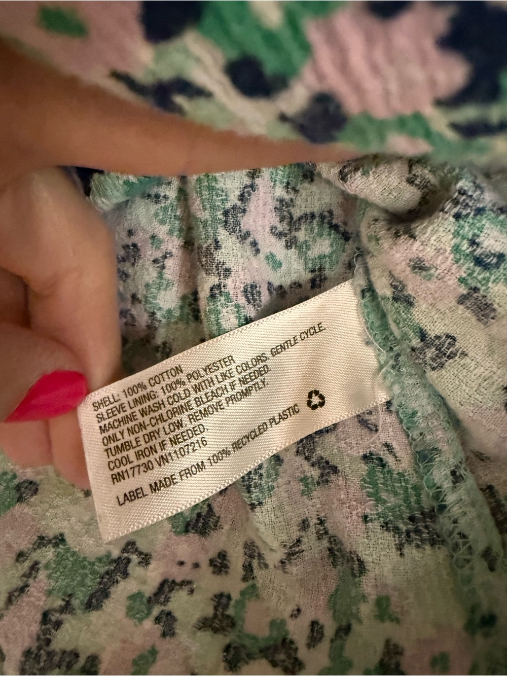 a new day Floral V-Neck Blouse - Mint Green & Lavender - Picture 3 of 3